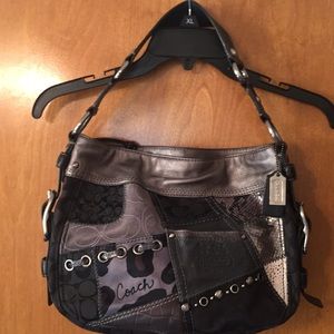 COACH Leather Patchwork Hobo & Wallet Black